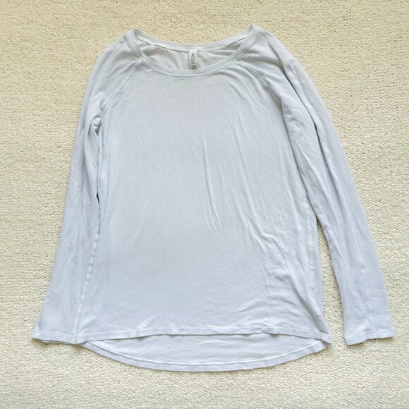 Lululemon Pima Cotton Blend Long Sleeve T-ShirtTop Off-White Size 6 - Picture 1 of 5